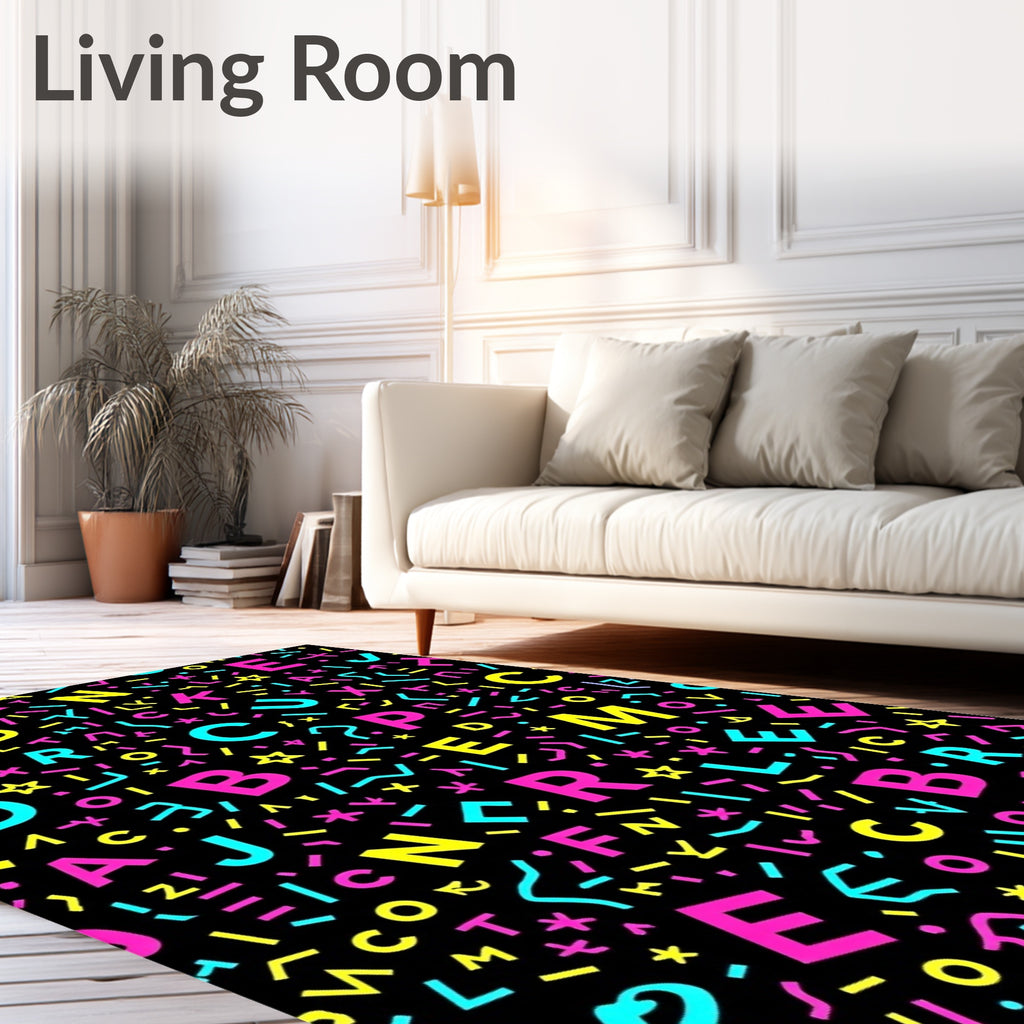 Retro Alphabet Confetti Graphic Rug