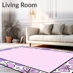 Playful Purple Floral Concentric Circles Rug
