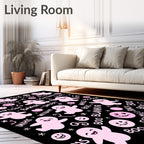 Pink Joyful Ghosts Repeating Pattern Rug