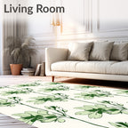Lush Green Floral Botanical Sprig Rug