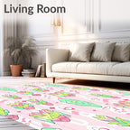 Pastel Mint Green Pink Totem Rug