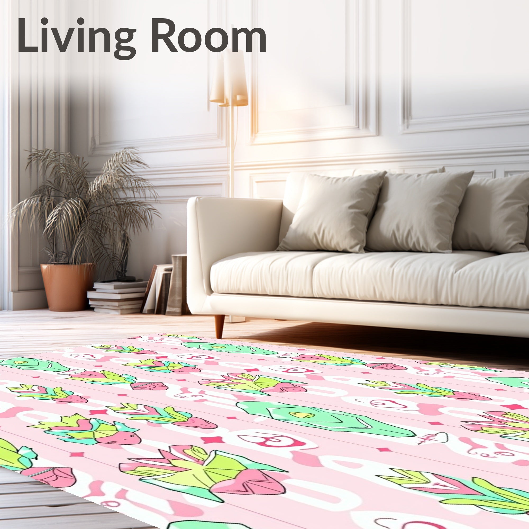 Pastel Mint Green Pink Totem Rug