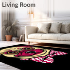 Dapper Pug Gold Glasses Crimson Bowtie Rug
