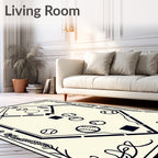 Vintage Baseball Diamond Outline Border Rug