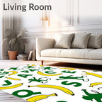 Playful Green Monkey Banana Alphabet Rug