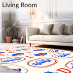 Retro Red Blue Car Alphabet Rug