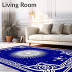 Deep Blue Radiant Starburst Medallion Rug
