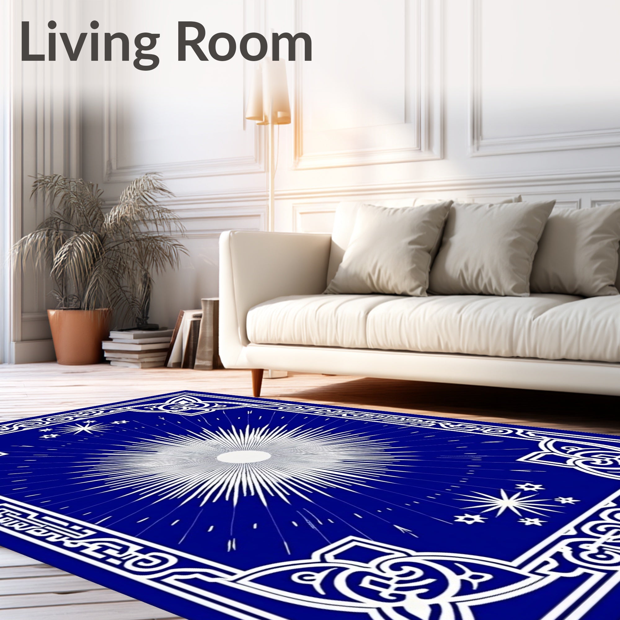 Deep Blue Radiant Starburst Medallion Rug