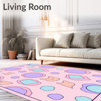Pastel Pink Kawaii Cat Blob Rug