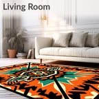 Bold Orange Tribal Geometric Rug