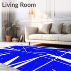 Vibrant Blue Starry Night Confetti Rug