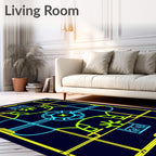 Retro Futuristic Neon Geometric Mandala Rug
