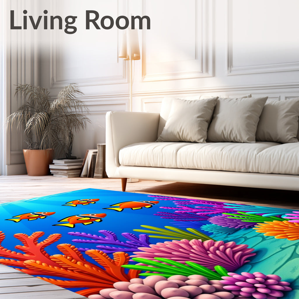 Vibrant Coral Reef Orange Fish Rug