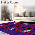 Vibrant Purple Red Plaid Oval Rug