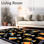Winning Trophies And Stars Black Rug