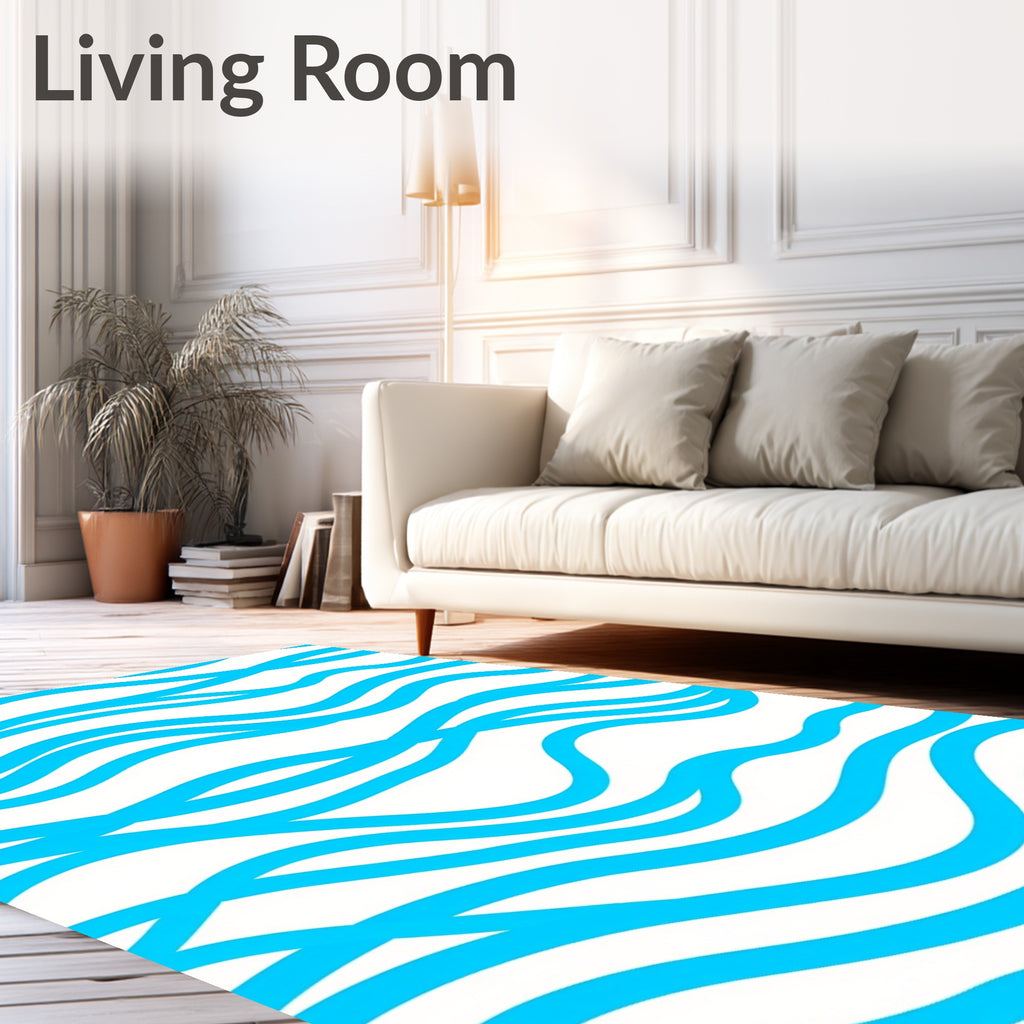 Bright Blue Wavy Lines Rug