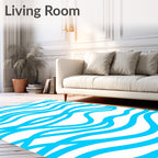 Bright Blue Wavy Lines Rug