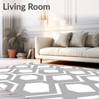 Modern Gray Geometric Hexagon Rug