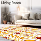 Crimson Yellow Vertical Ikat Stripes Rug