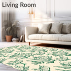 Green Botanical Sketch Foliage Rug
