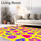 Vibrant Yellow Alphabet Flower Burst Rug