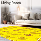 Vibrant Yellow Purple Organic Blooms Rug