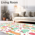 Whimsical Pastel Creatures Garden Rug