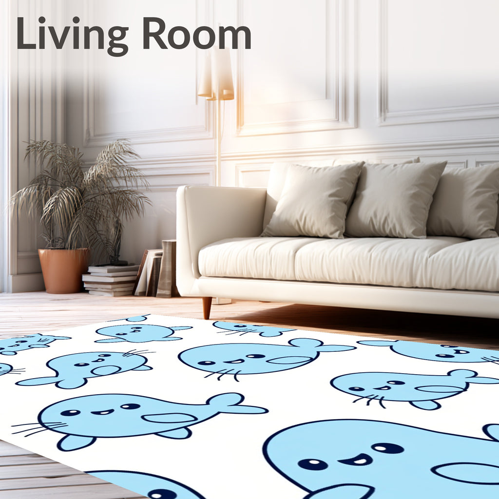 Cute Blue Seal Aquatic Pals Rug