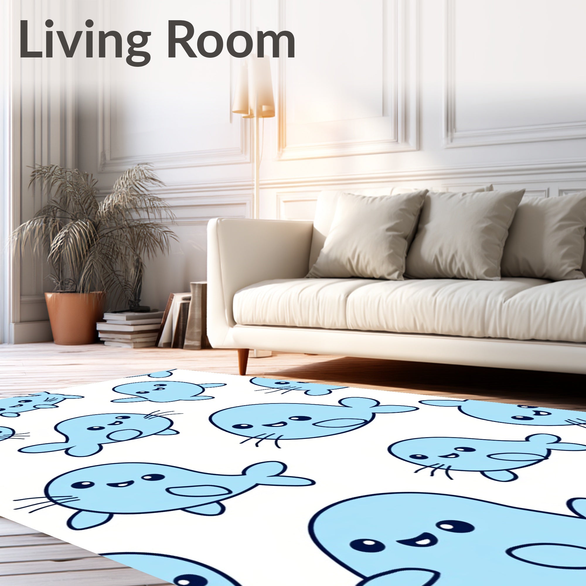 Cute Blue Seal Aquatic Pals Rug