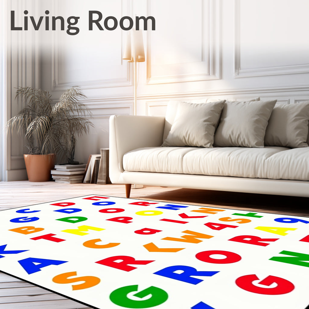 Bold Alphabet Collage Primary Colors Rug