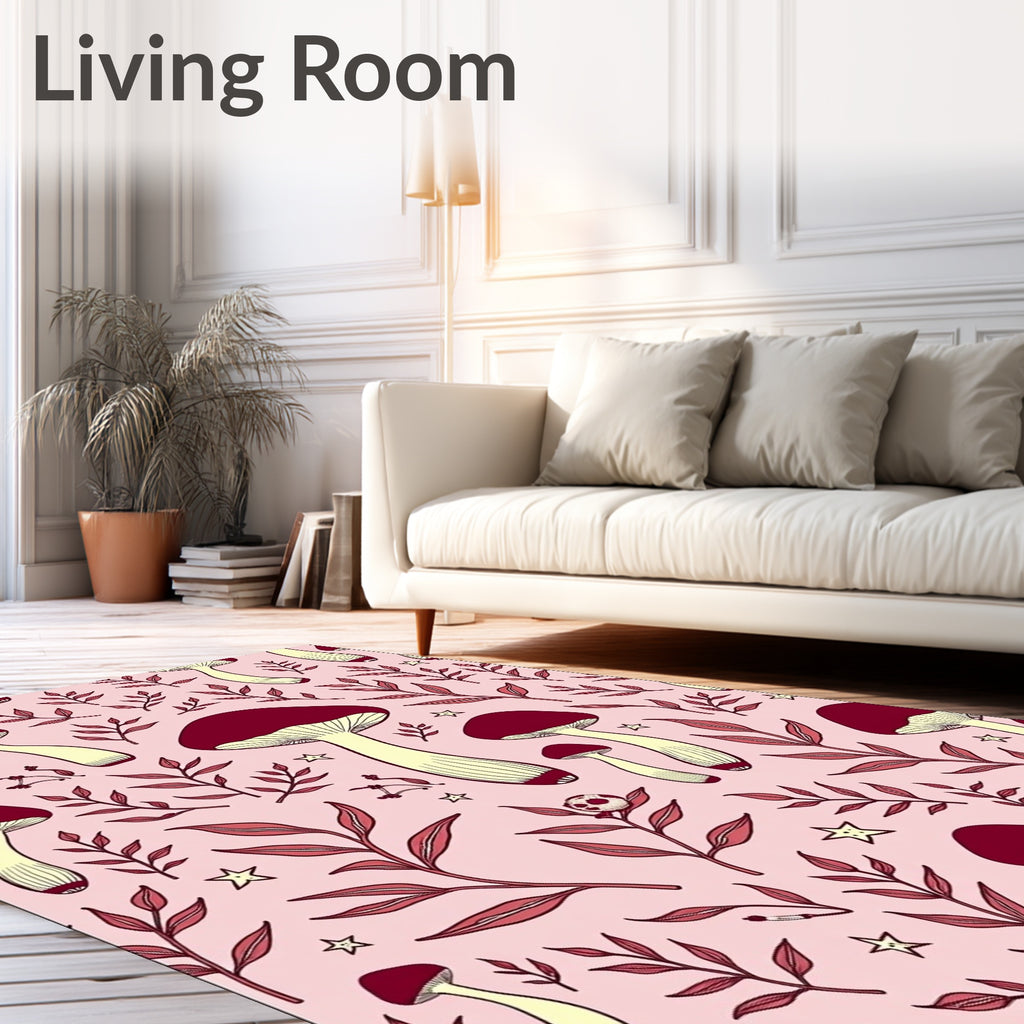 Whimsical Mushroom and Foliage Tableau Rug