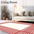 Crimson Concentric Rectangles Border Rug