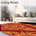 Crimson Gold Floral Mandala Medallion Rug