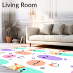 Playful Pastel Blob Characters And Accents Rug