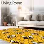 Yellow Honeycomb Bees Repeating Rug