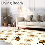 Charming Yellow Daisy Bee Gathering Rug