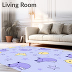 Sweet Purple Cat Starry Moon Rug