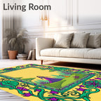 Emerald Purple Floral Vine Garden Scene Rug