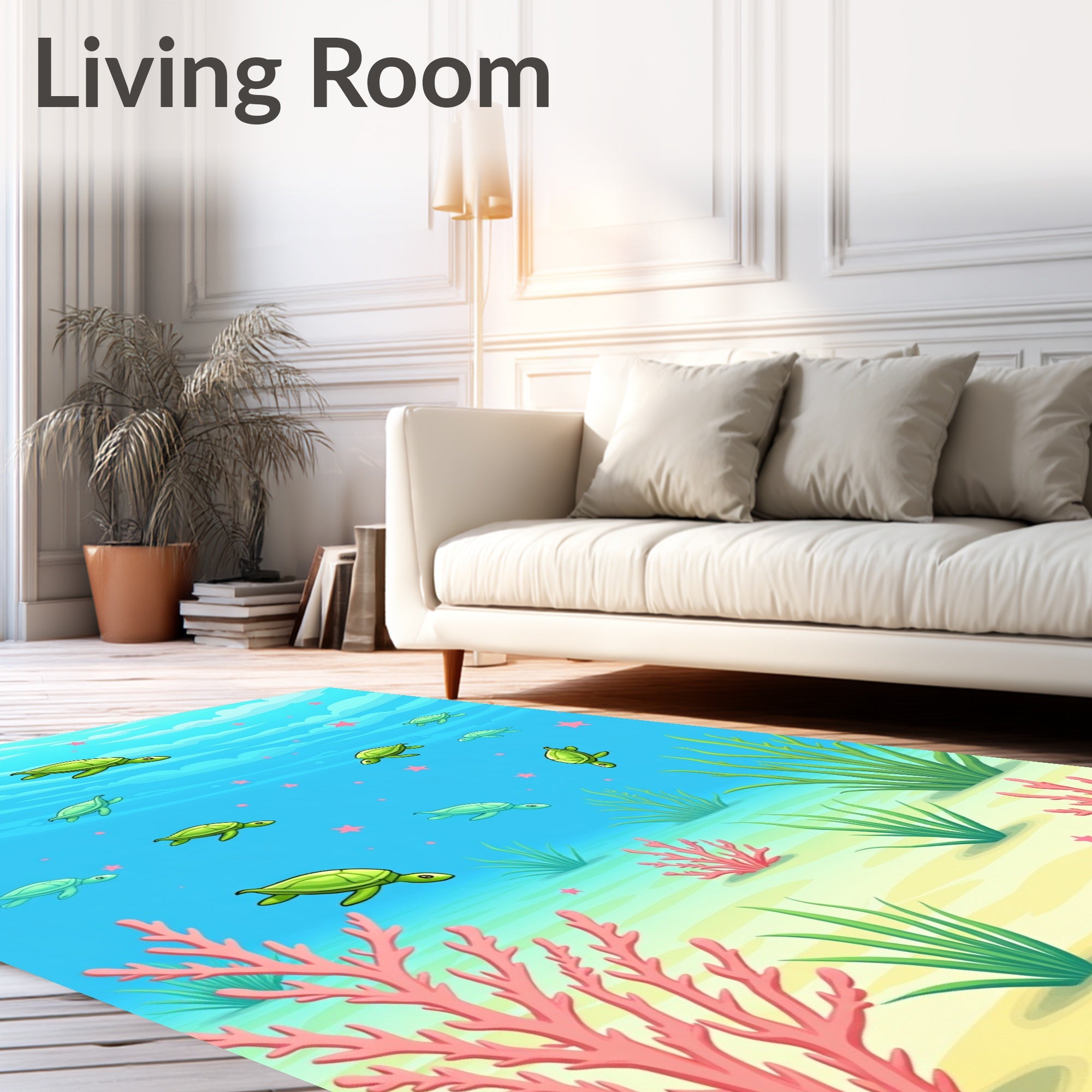 Serene Sea Turtle Coral Reef Scene Rug