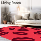 Crimson Kiss Lips Repeating Pattern Rug