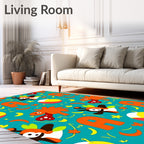 Whimsical Orange Creatures Alphabet Rug