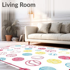 Colorful Drawn Circles Yarn Balls Rug