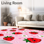 Cute Strawberry Flower Dots Rug