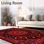 Bold Crimson Floral Mandala Rug