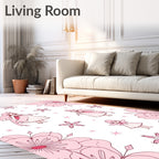 Pink Cherry Blossom Girls Stars Rug