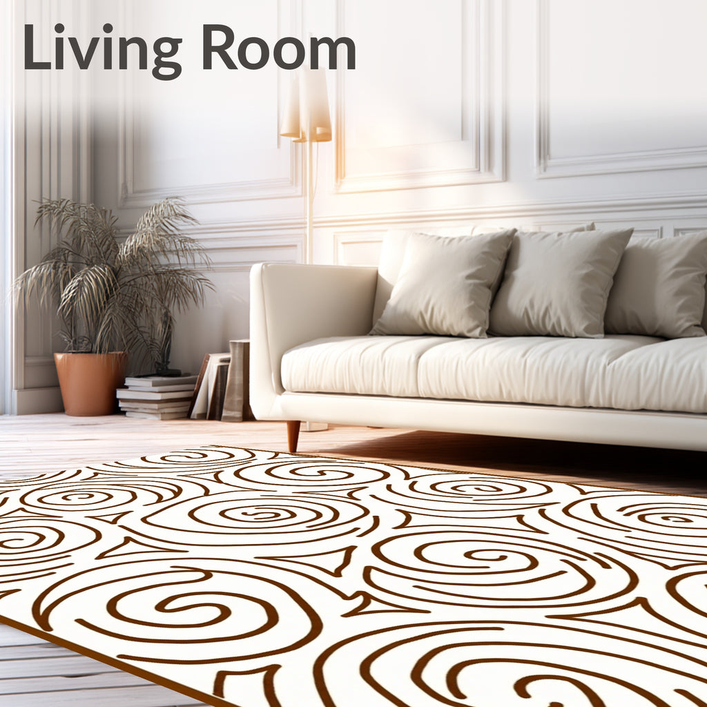 Brown Swirl Rose Medallion Abstract Rug
