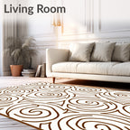 Brown Swirl Rose Medallion Abstract Rug