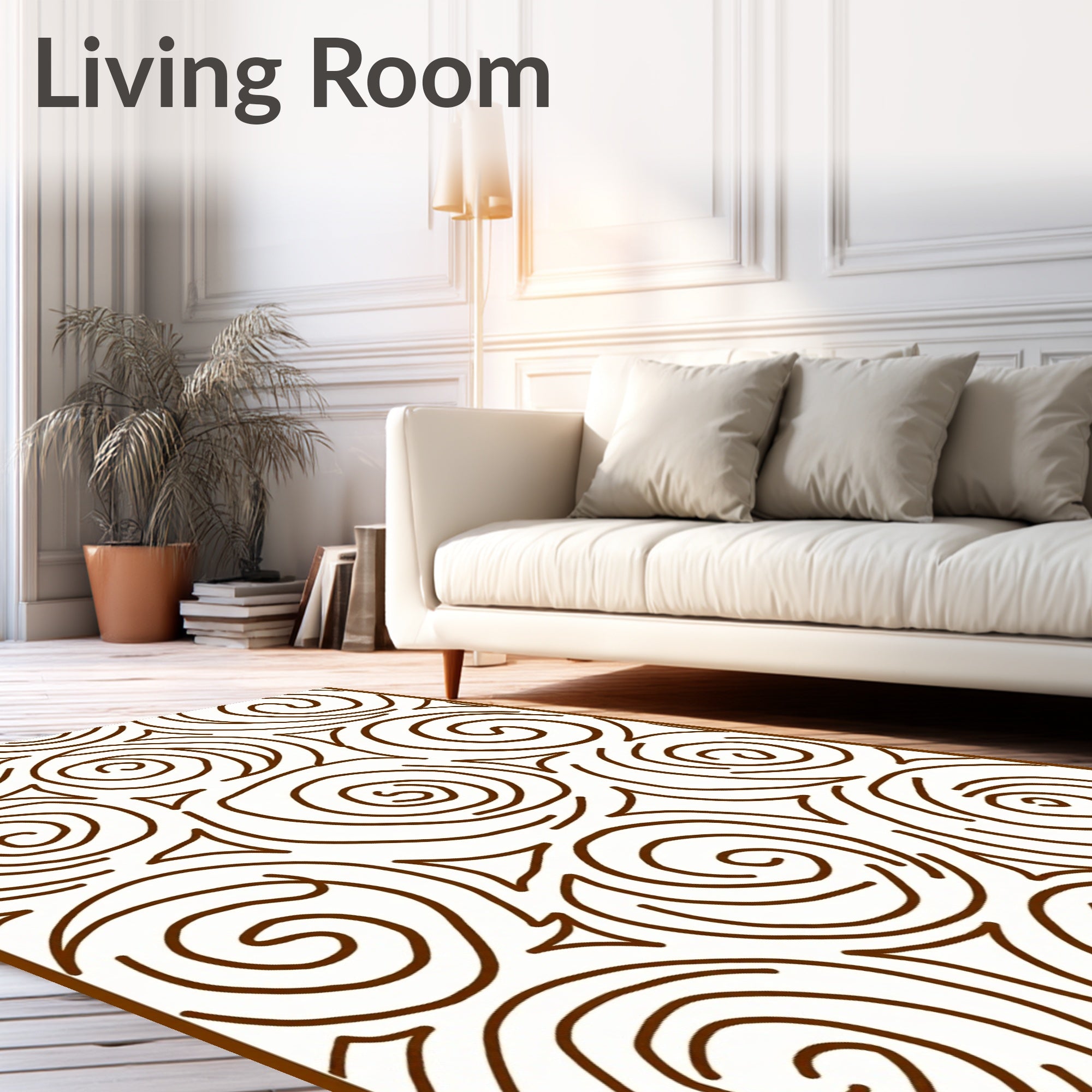 Brown Swirl Rose Medallion Abstract Rug