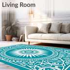 Oceanic White Sunburst Mandala Rug