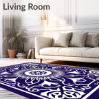 Deep Indigo Sunburst Floral Medallion Rug